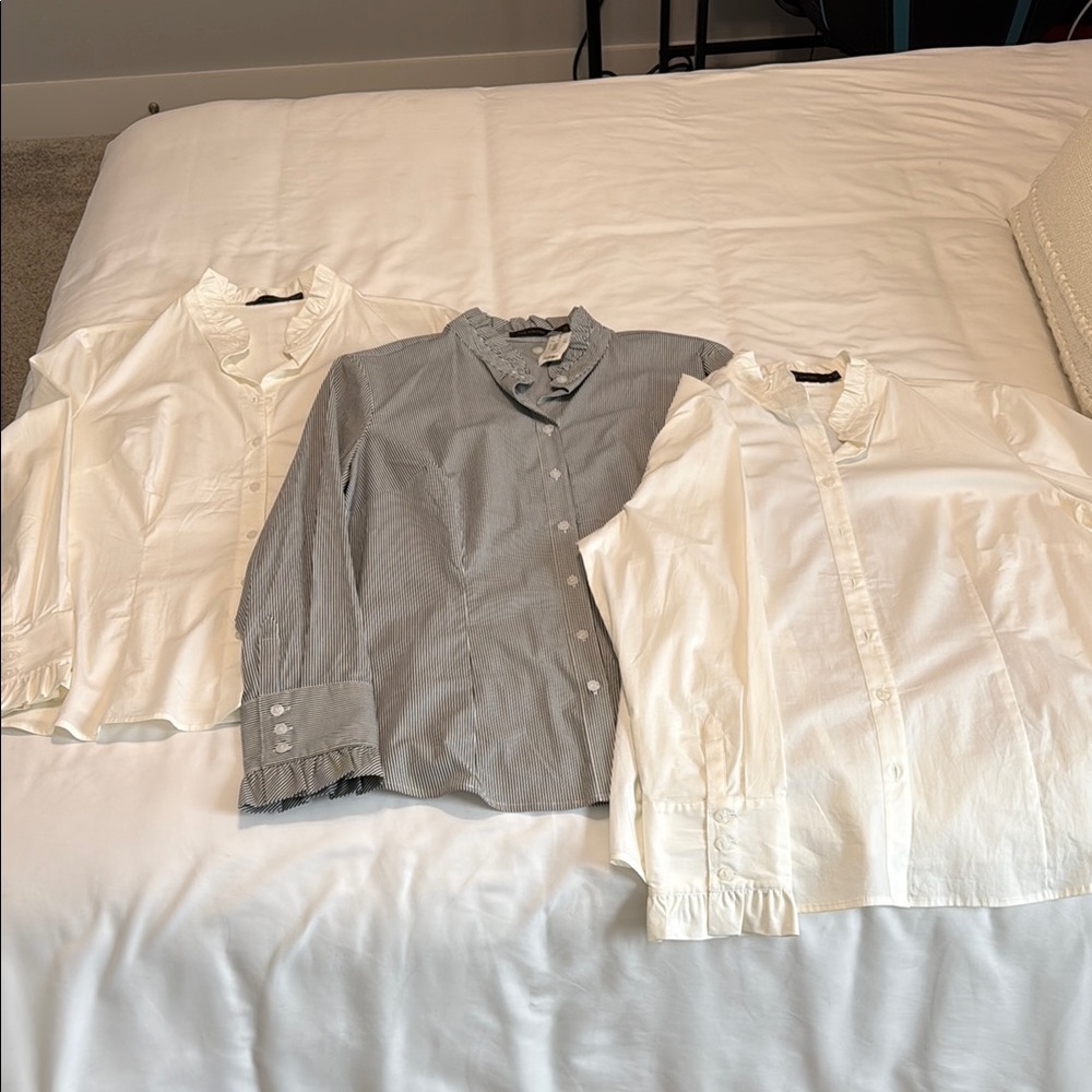 THE LIMITED Elegant White and Gray Blouses Set